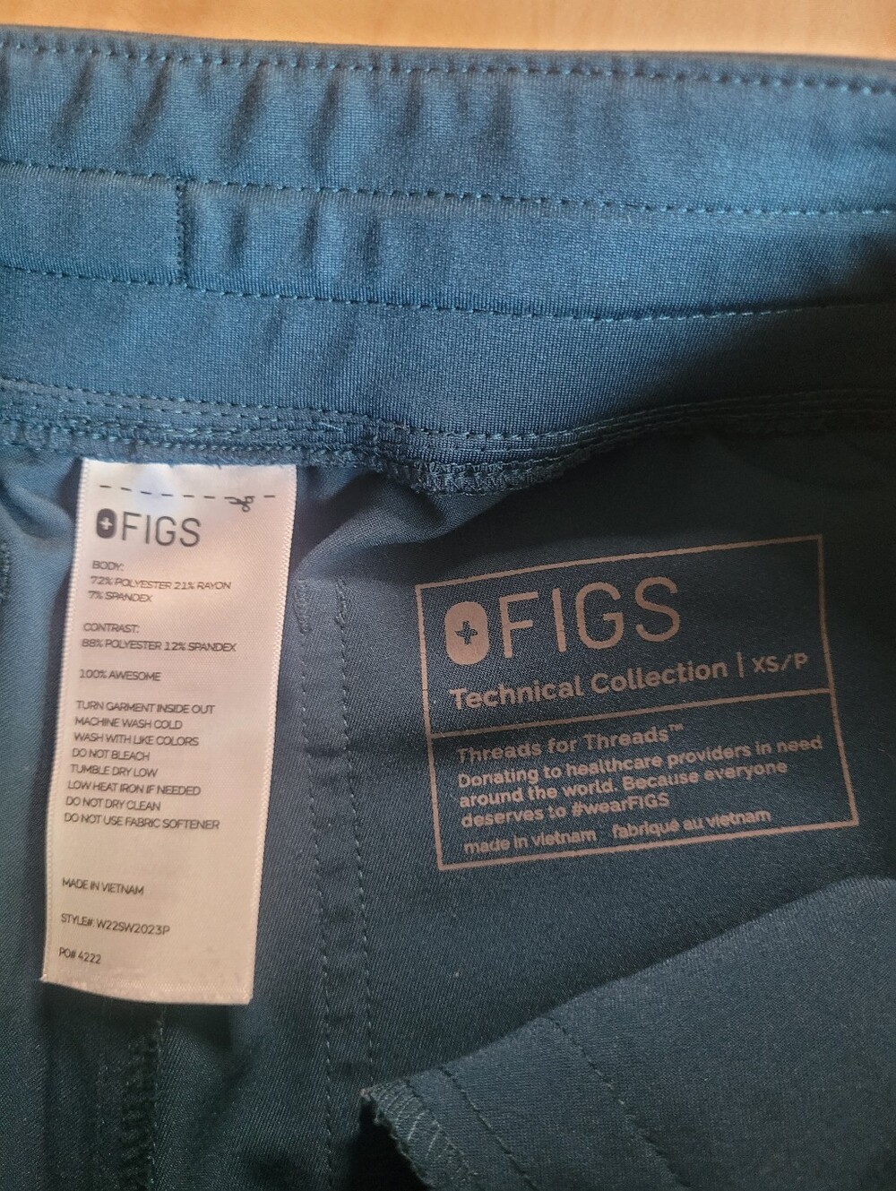 Figs Yola 2.0 Scrub Pants,Caribbean Blue,Yoga Waistband,XS petite - Picture 9 of 16